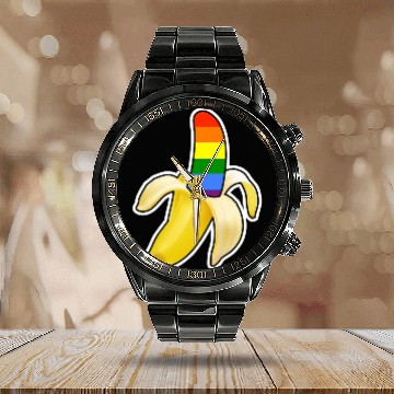 Discover banana rainbow Calendar Steel Band Watch