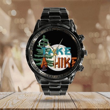Discover take a hike Calendar Steel Band Watch