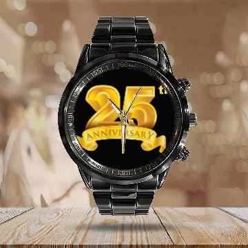 Discover 25th anniversary & birth day luxury golden number Calendar Steel Band Watch