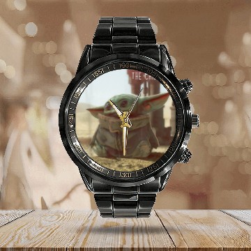 Discover Star Wars The Mandalorian The Child Cute Scene Calendar Steel Band Watch