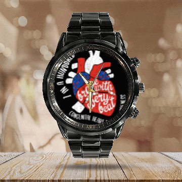 Discover Brave With Every Beat CHD Awareness Happy Gift Calendar Steel Band Watch