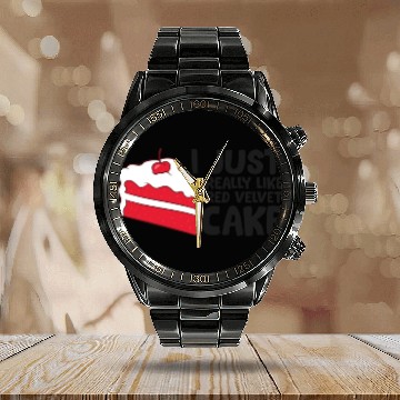 Discover I Just Really Like Red Velvet Cakes Calendar Steel Band Watch