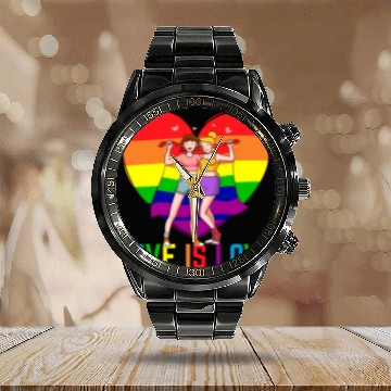 Discover Cute Lesbian Couple A Sweet Pride Month Gift Idea Calendar Steel Band Watch