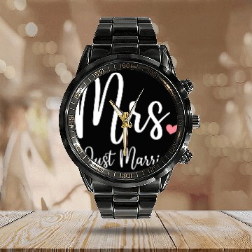 Discover Mrs Just Married, Mr Mrs Wedding Newlywed Matchin Calendar Steel Band Watch