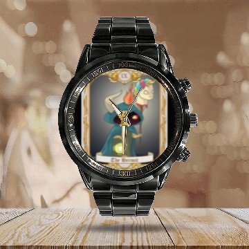 Discover The Hermit Tarot Card, Major Arcana Anime Baphomet Calendar Steel Band Watch