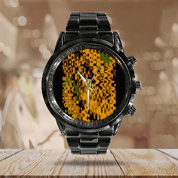 Discover burnt orange Psychedelic Design Calendar Steel Band Watch