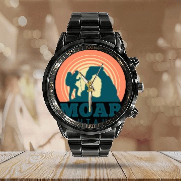 Discover Moab Utah Vintage Retro - Arches National Park Calendar Steel Band Watch
