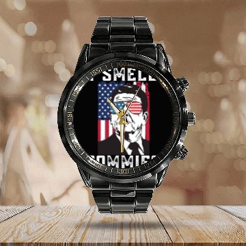 Discover I Smell Commies - Funny Ronald Reagan Anti Liberal Calendar Steel Band Watch