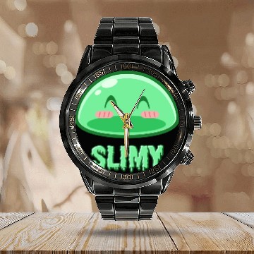 Discover Cute Green Dungeon Slime Monster Weird Anime Calendar Steel Band Watch