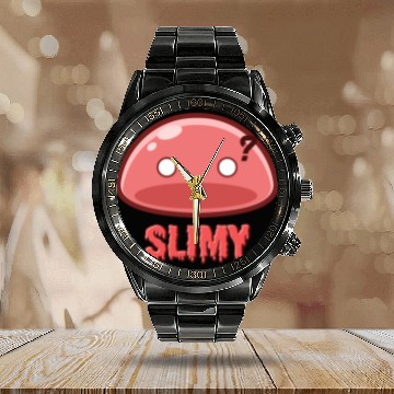 Discover Cute Red Dungeon Slime Monster Weird Anime Calendar Steel Band Watch