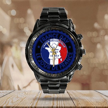 Discover happy bastille day Calendar Steel Band Watch