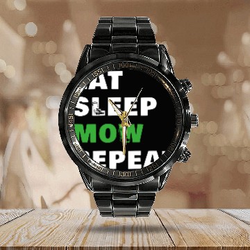 Discover Eat Sleep Mow Repeat Funny Lawn Mowing Gardener Mo Calendar Steel Band Watch