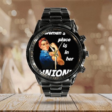 Discover Pro Union Strong - Union Proud Rosie the Riveter C Calendar Steel Band Watch