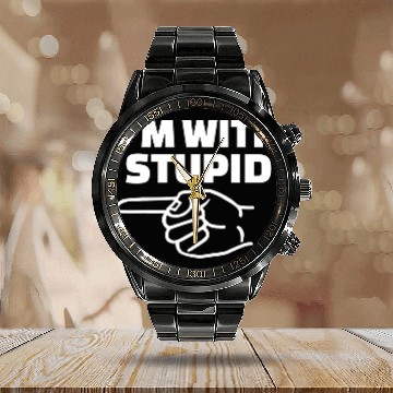 Discover I'm With Stupid Men Gift Calendar Steel Band Watch