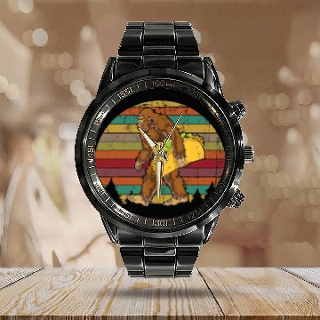 Discover Bigfoot Taco Cool Black Gift Calendar Steel Band Watch