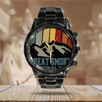 Discover great smoky mountain national park Calendar Steel Band Watch