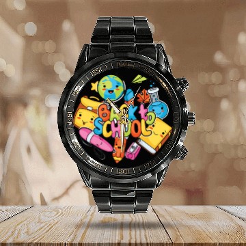 Discover Back to school Calendar Steel Band Watch