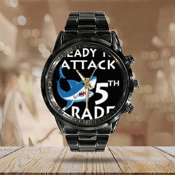 Discover Shark attack Ready To Attack 2 Calendar Steel Band Watch