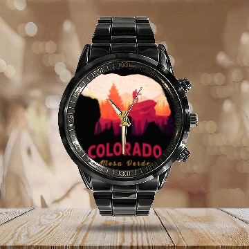 Discover Vintage Mesa Verde National Park Colorado Calendar Steel Band Watch