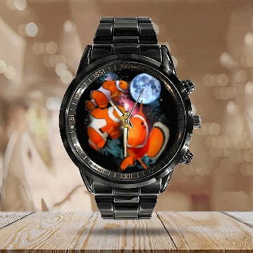 Discover 3 Moon Clown Fish Sea Anemonefish Lovers Fish Art Calendar Steel Band Watch