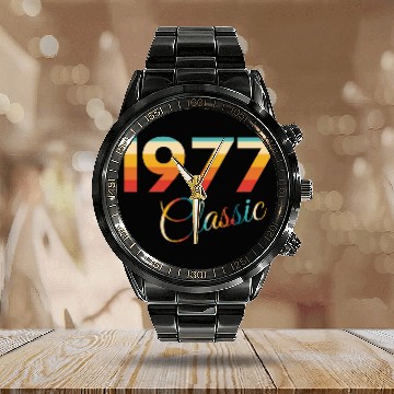 Discover 1977 vintage Birthday since 1977 Calendar Steel Band Watch