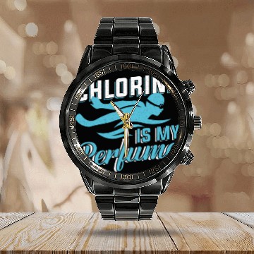 Discover Swimmer Swim Coach Chlorine Is My Perfume Calendar Steel Band Watch