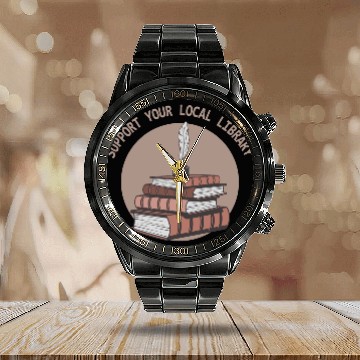 Discover Support your local library Calendar Steel Band Watch
