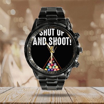 Discover Billiards Game Pool Player Cue Sports Funny Saying Calendar Steel Band Watch