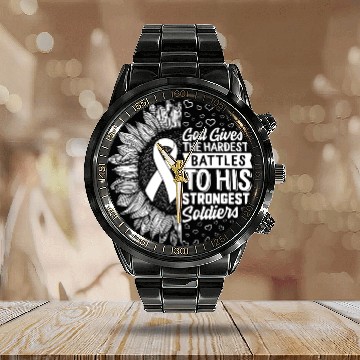 Discover Lung Cancer Awareness Calendar Steel Band Watch, God Gives the