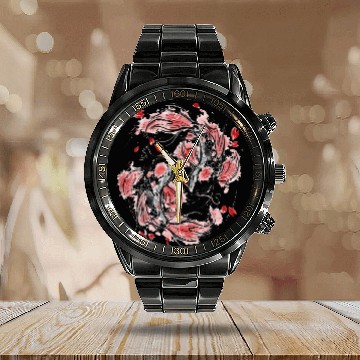Discover Japanese Koi Fish I Koi Carp Pond Japan Tattoo Calendar Steel Band Watch