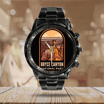 Discover Bryce Canyon National Park Badge Calendar Steel Band Watch