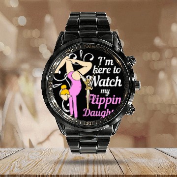 Discover Proud Parent Gymnastics Dad Gymnast Mom Calendar Steel Band Watch