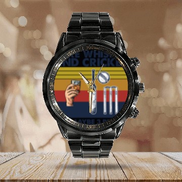 Discover I Like Whiskey And Cricket And Maybe 3 People Calendar Steel Band Watch