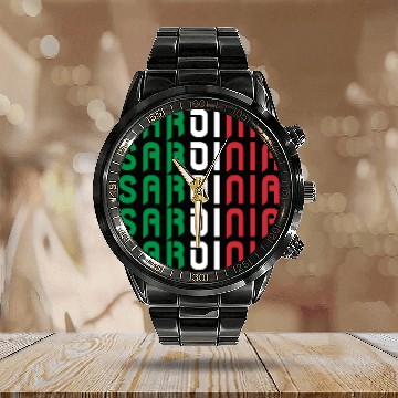 Discover Sardinia Italy Flags Design Calendar Steel Band Watch
