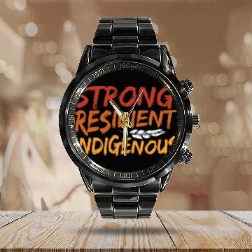 Discover Strong Resilient Indigenous Americans Anti Calendar Steel Band Watch
