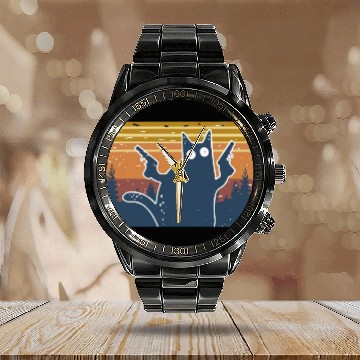 Discover Cat gun 3D Calendar Steel Band Watch