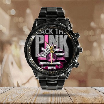Discover Pink Ribbon Breast Cancer Awareness Calendar Steel Band Watch