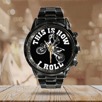 Discover Dirt Bike MX Motocross Supercross Calendar Steel Band Watch