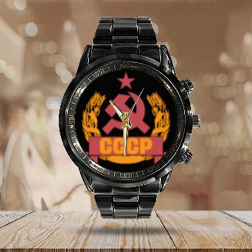 Discover USSR coat of arms Soviet Union Russia gift Calendar Steel Band Watch