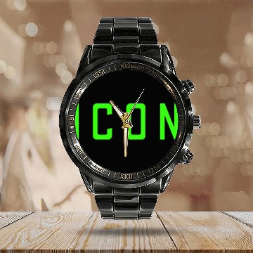 Discover Neon Green Icon Calendar Steel Band Watch