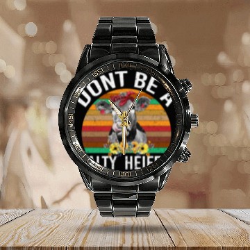 Discover Don't Be A Salty Heifer Funny Cow Vintage Calendar Steel Band Watch