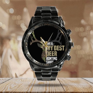 Discover Bow and arrow hunters This is my best deer hunting Calendar Steel Band Watch