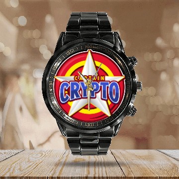 Discover CAPTAIN CRYPTO SUPERHERO Calendar Steel Band Watch