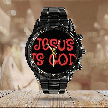 Discover Jesus Is God - Christian Motivational Quotes Calendar Steel Band Watch