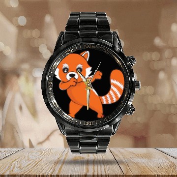 Discover Dabbing Red Panda Cherry Blossoms Bamboo Calendar Steel Band Watch