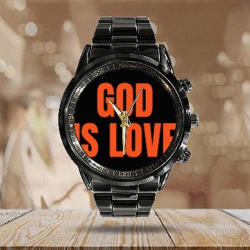 Discover God Is Love - Christian Motivational Quotes Calendar Steel Band Watch
