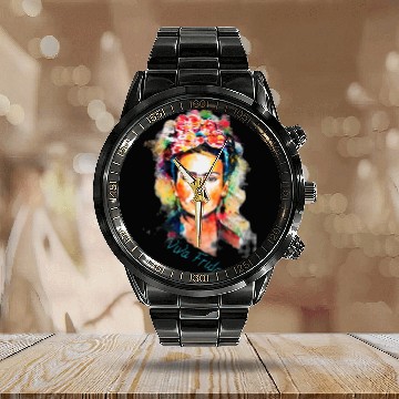 Discover Frida Kahlo Viva Frida Bold And Beautiful Watercol Calendar Steel Band Watch