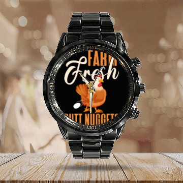Discover Farm Fresh Butt Nuggets, Chicken Calendar Steel Band Watch