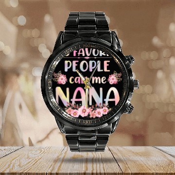 Discover Cute Nana Pastel Flowers Grandma Calendar Steel Band Watch