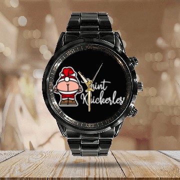 Discover St. Knickerless funny Santa Claus Christmas puns Calendar Steel Band Watch